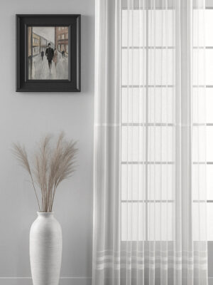 Açık gri keten tül perde modelleri