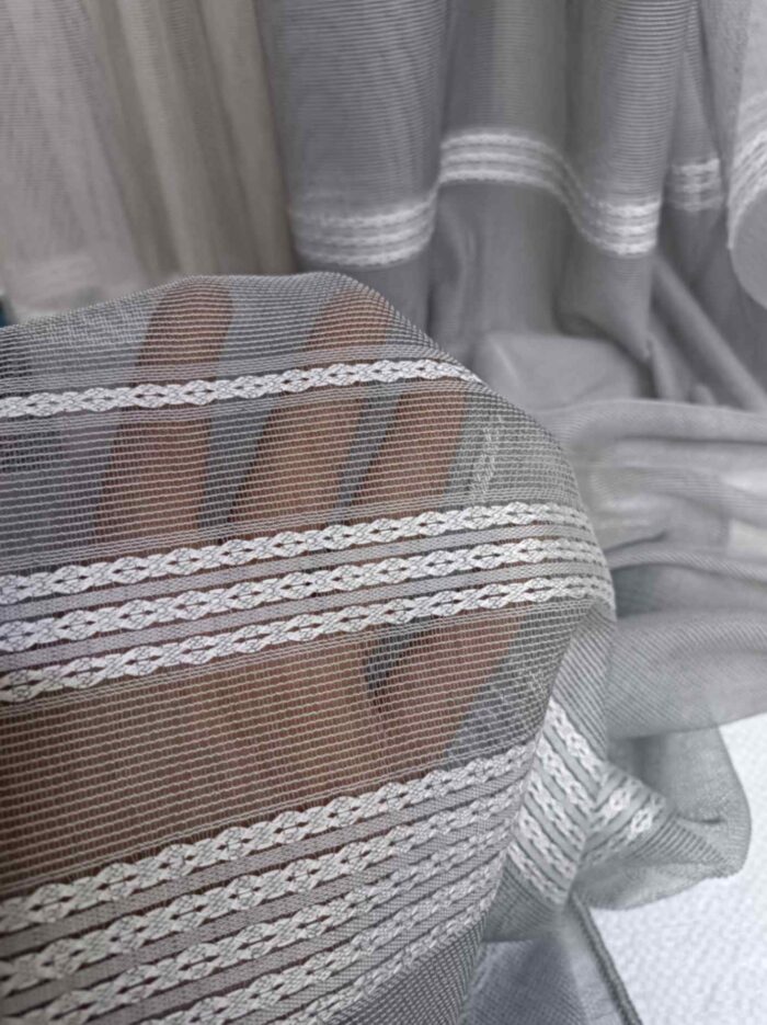 Gri Panama Keteni Tül Perde