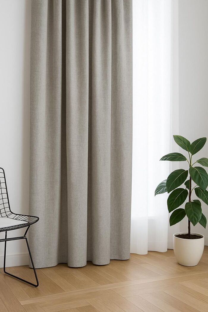 Keten fon perde koyu krem