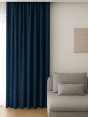 Lacivert kadife fonluk perde