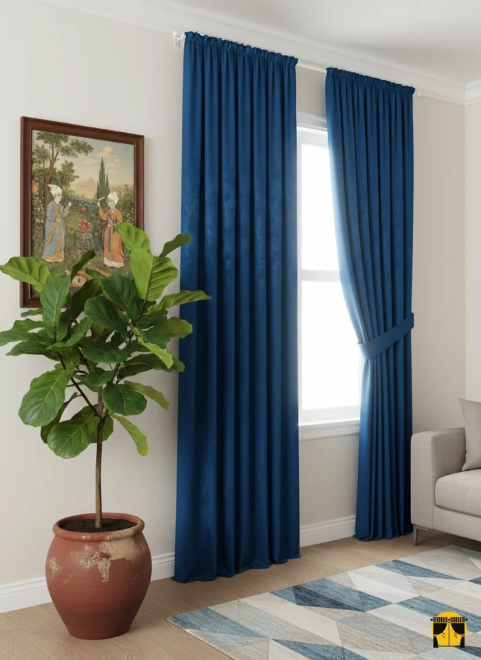 Laciver mavisi salon fon perde fiyatları