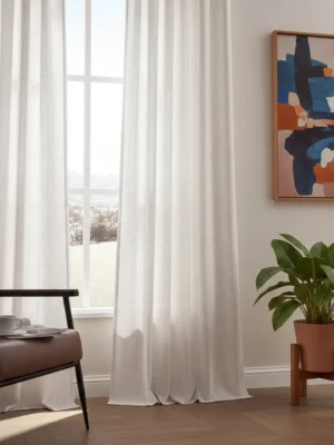 Koyu krem keten fon perde modelleri, zerafetin ışığı