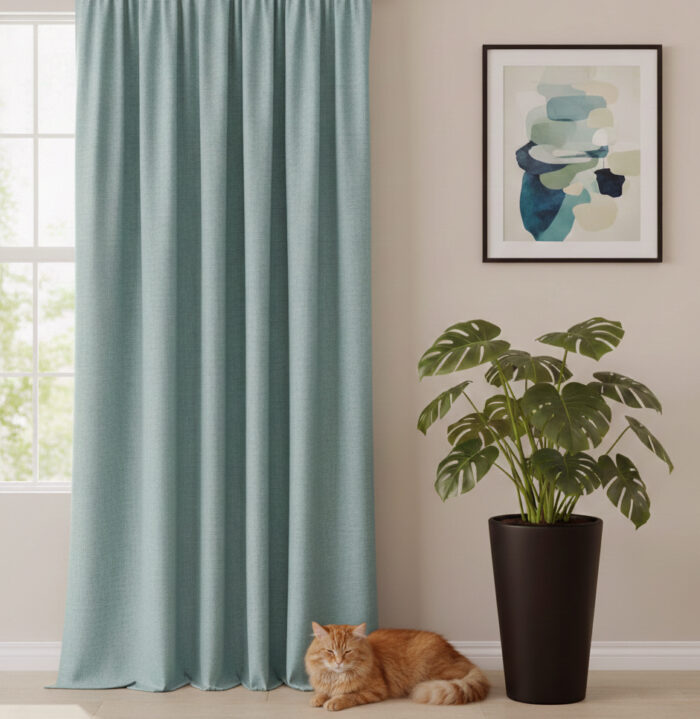 evinizin doğallığı mint yeşili keten fon perde