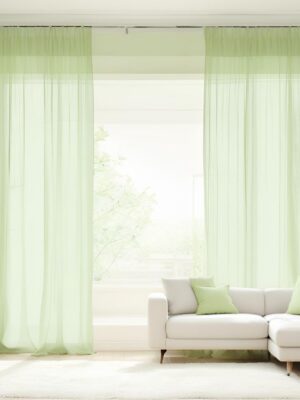 Düz yeşil tül perde, çocuk odası mutfak tül perdeleri