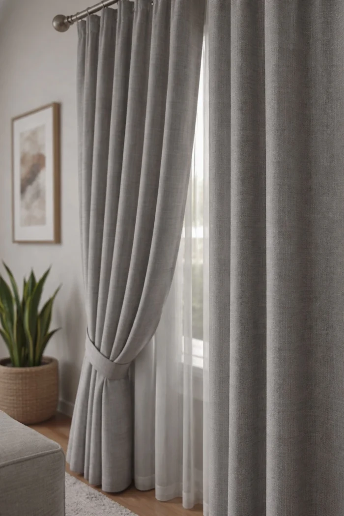 Salon için kahverengi fon perde