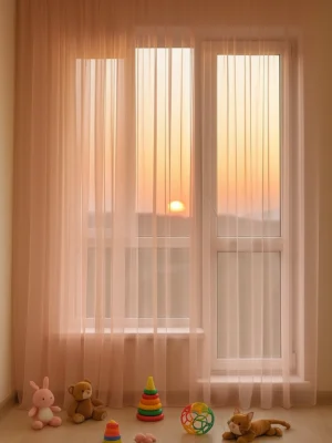 pudra renkli düz tül perde modelleri