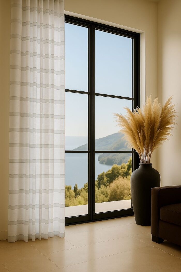 Krem rengi keten tül, perde mağazası