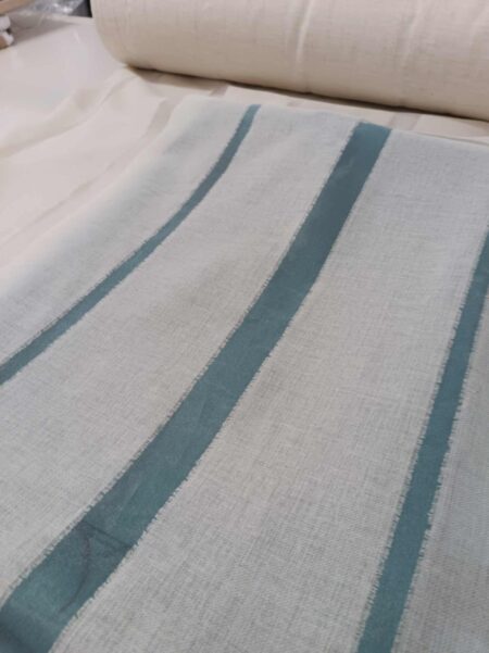 Şerit desenli koyu krem keten tül modelleri