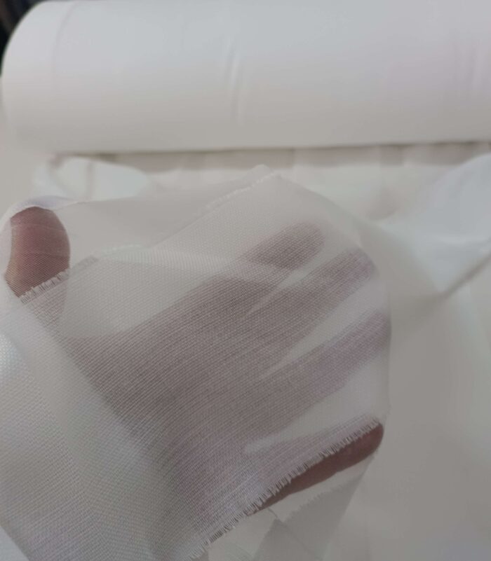 şerit desenli keten tül perde, ekru rengi