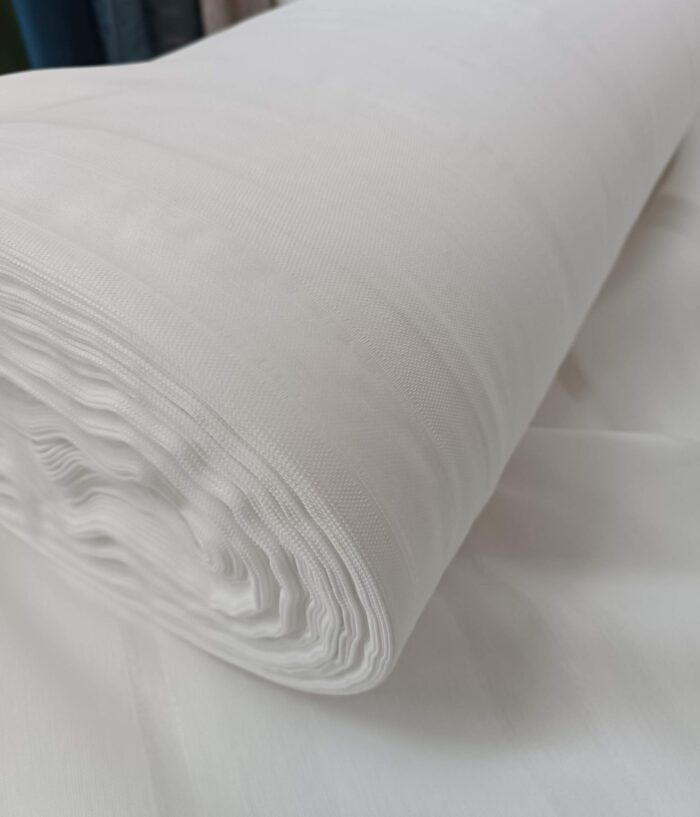 şerit desenli keten tül perde, ekru rengi