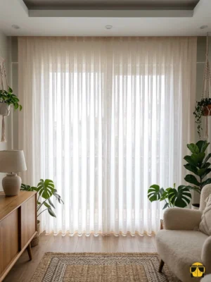 Toprak tonlarındaki fon perdelerle birleştiğinde, Marie Krem bu renkleri aydınlatan ve mekana ferahlık katan en asil ara eleman olur.