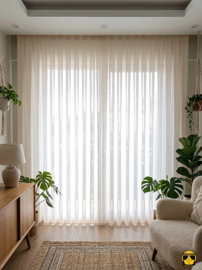 Toprak tonlarındaki fon perdelerle birleştiğinde, Marie Krem bu renkleri aydınlatan ve mekana ferahlık katan en asil ara eleman olur.