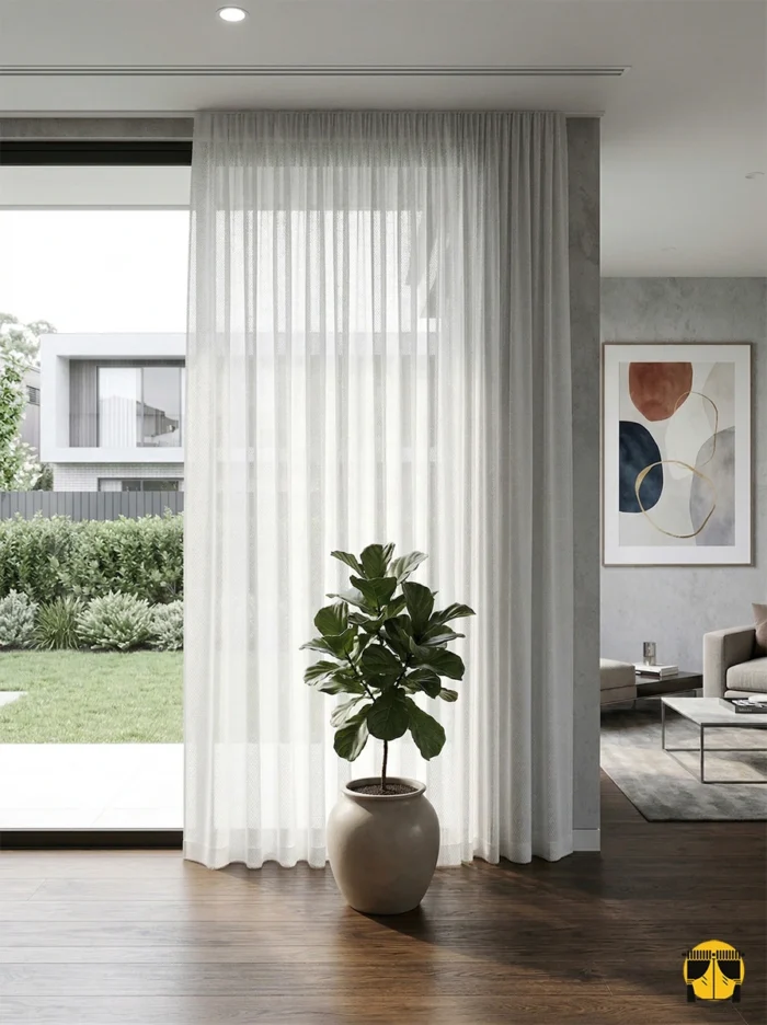 KAlın tül perde krem renkli