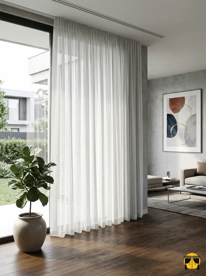 Kırık beyaz kalın tül perde