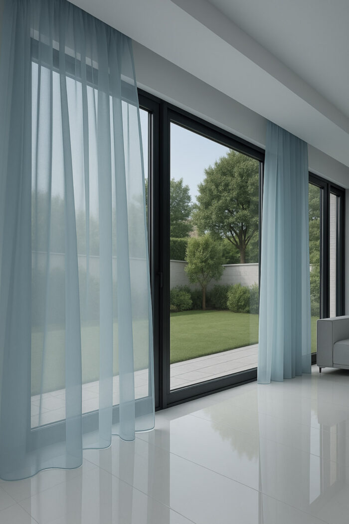 Seta İpek Açık Mavi Tül Perde