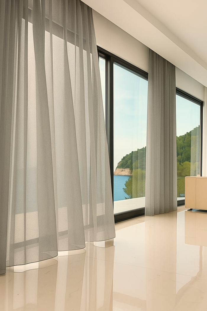 Pinterset Seta İpek Taş Gri Tül Perde modelleri