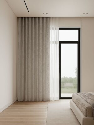 Salon için bej rengi fon perde