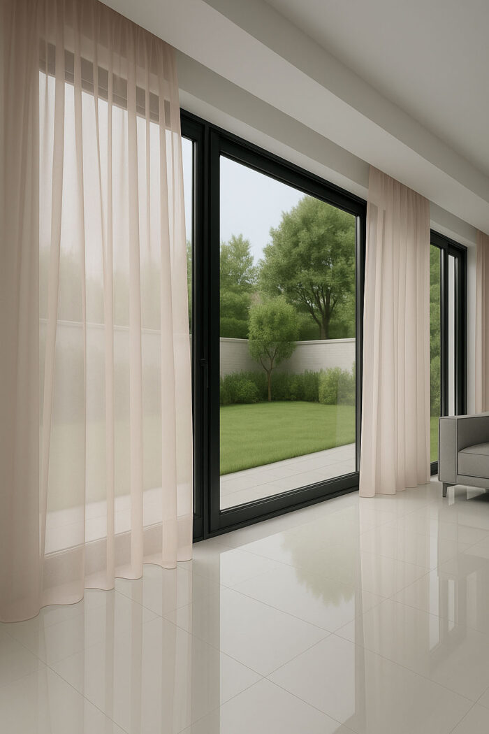 Açık pudra salon tül perdeleri