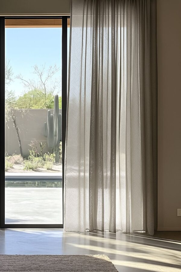 Açık kahve keten tül perde fiyatları1