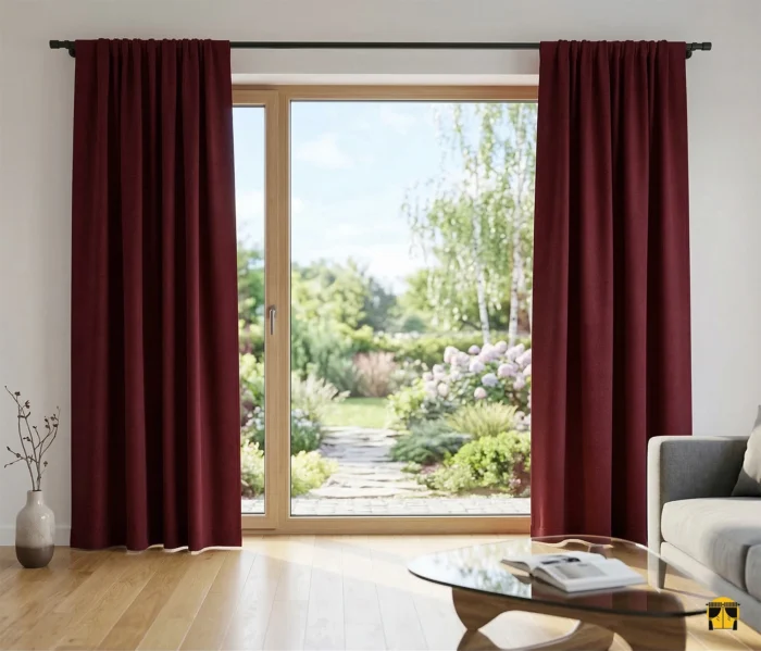 Bordo renkli fon perde