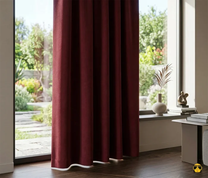 Bordo renkli salon fon perdesi