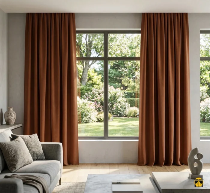 Kiremit rengi doğal perde