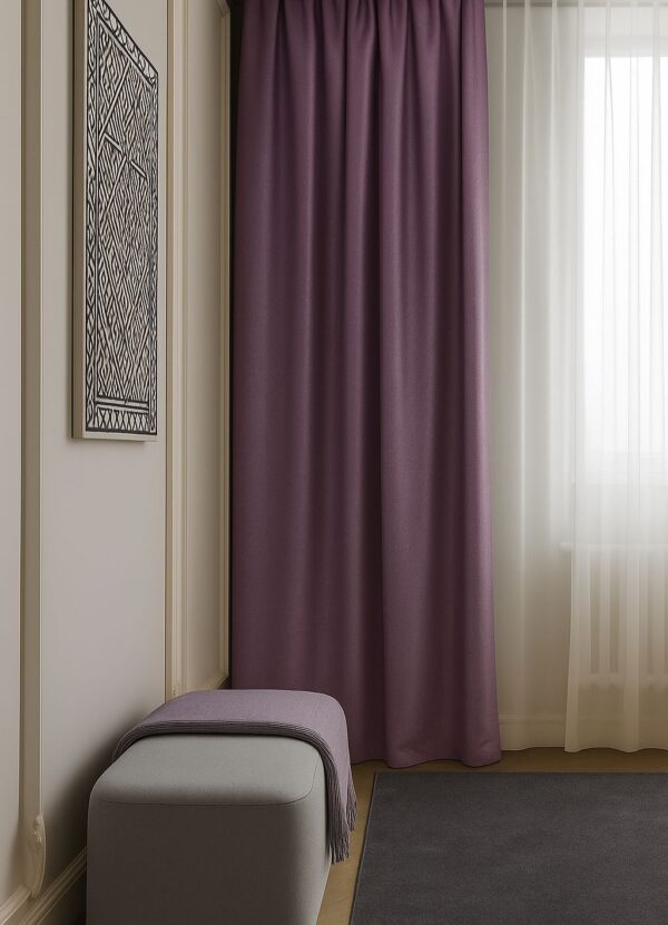 Mor renkli saten perde modelleri