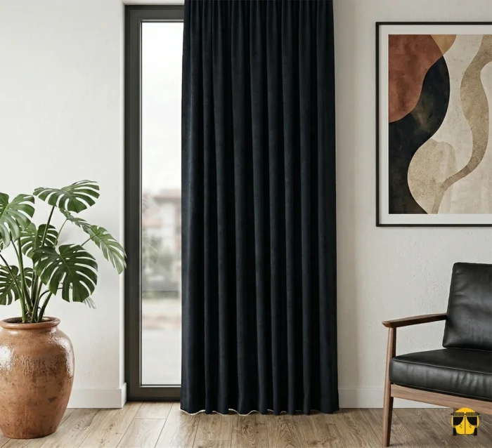 Siyah renkli fon perde modelleri