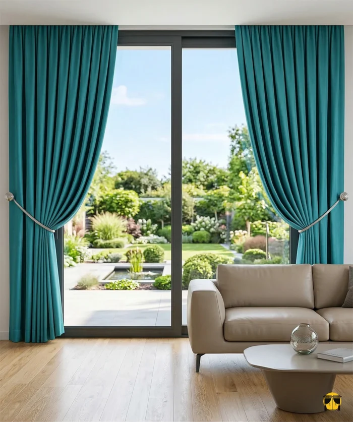 Turkuaz mavi saten fon perde fiyatları