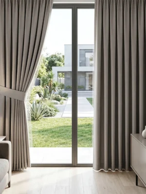 Yüksek kaliteli Zuma açık gri saten dokumasının ipeksi parlaklığını ve akışkan dökümünü gösteren yakın plan çekimi; kumaşın su gibi akan kaliteli yapısı