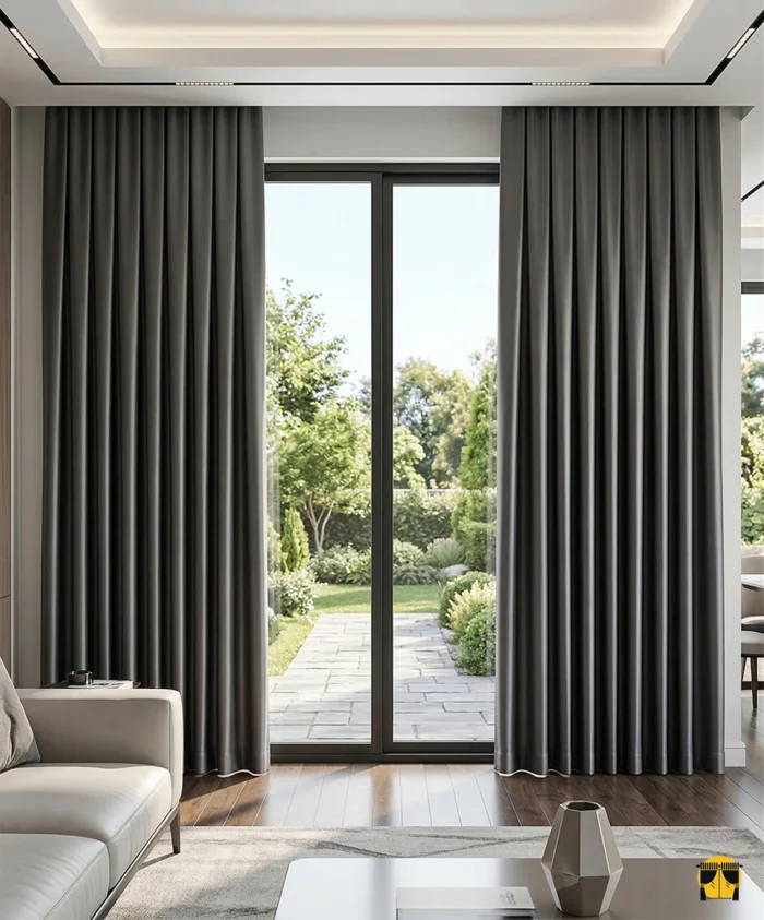 Yüksek kaliteli Zuma kahve saten dokumasının akışkan dökümünü ve ipeksi parlak lif yapısını sergileyen yakın plan çekimi; kumaşın su gibi akan kaliteli duruşu