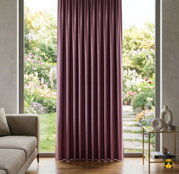 Yüksek kaliteli Zuma saten dokumasının akışkan dökümünü sergileyen yakın plan çekimi; morun canlı renk doygunluğu ve kumaşın su gibi akan kaliteli yapısı