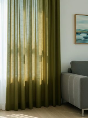 Delito Hardal Yeşili Kalın Dokulu Fon Perde