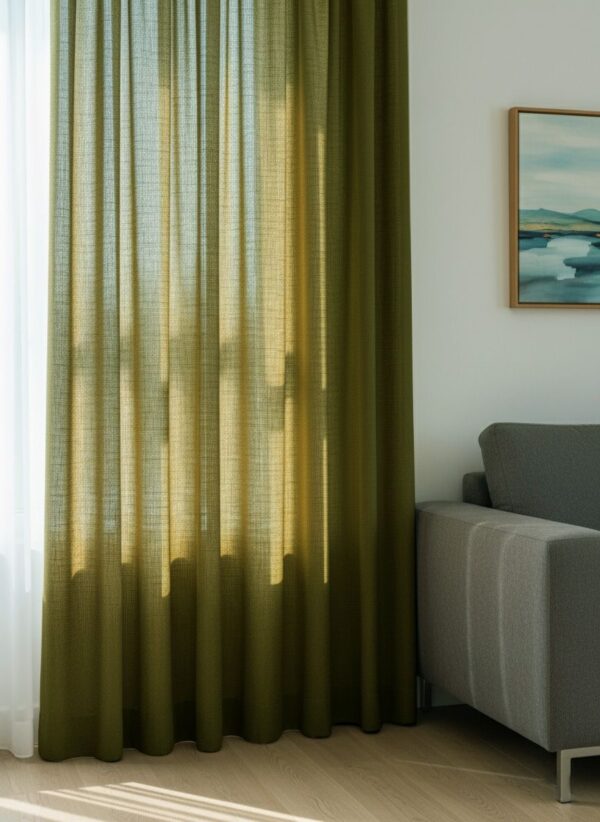 hardal yeşili fon perde modelleri9