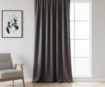 Kahverengi saten fon perde parlak