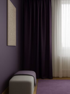 Koyu Mor saten fon perde