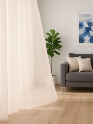 Pudra düz tül perde