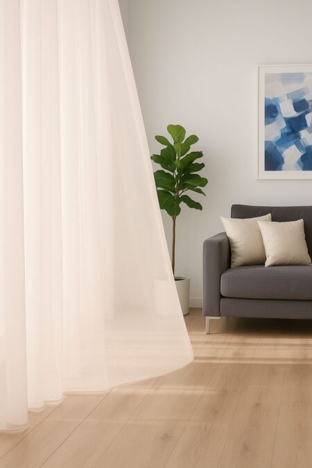 Pudra düz tül perde