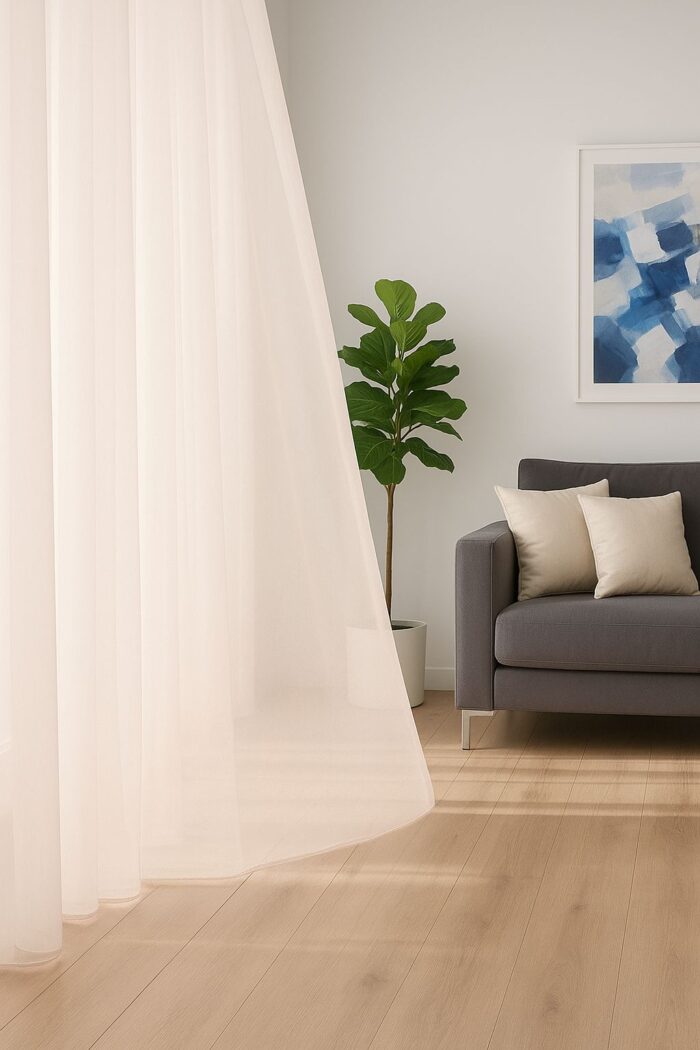 Pudra düz tül perde