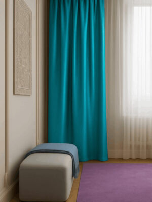 turkuaz saten perde