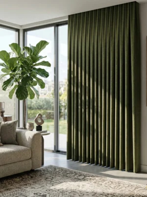 Yeşil renkli lüks fon perde