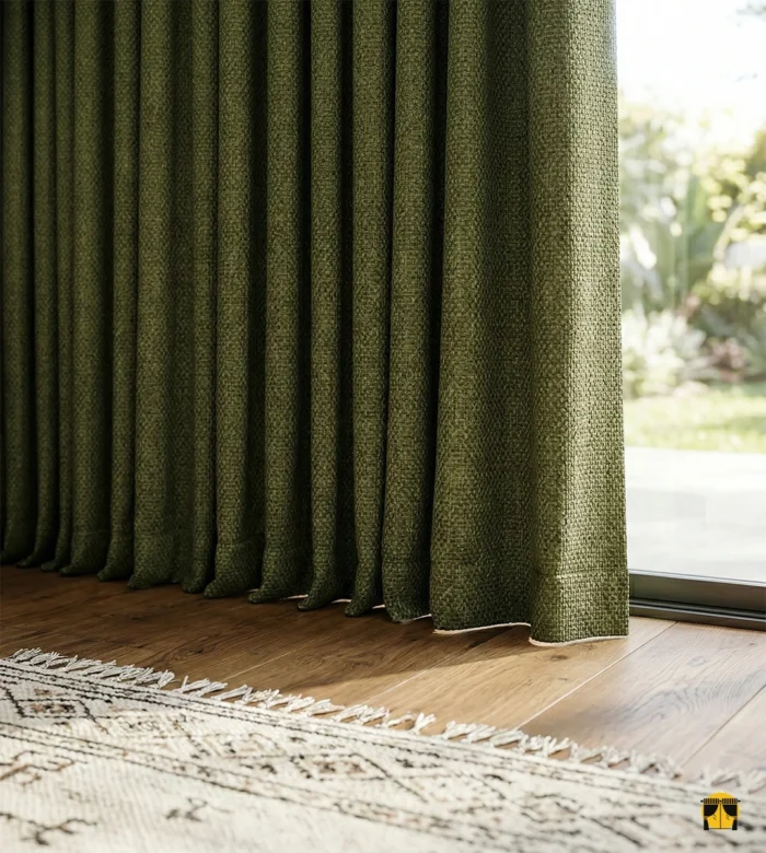 Yeşil fon perde detayı