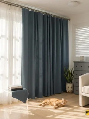 Mavinin doğallığına evinize renk katın, Mavi demim fon perde