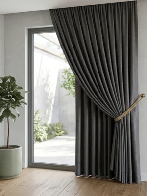 Gri renkli fon perde modası