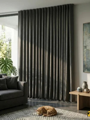 Koyu giri dökümlü karartma fon perde