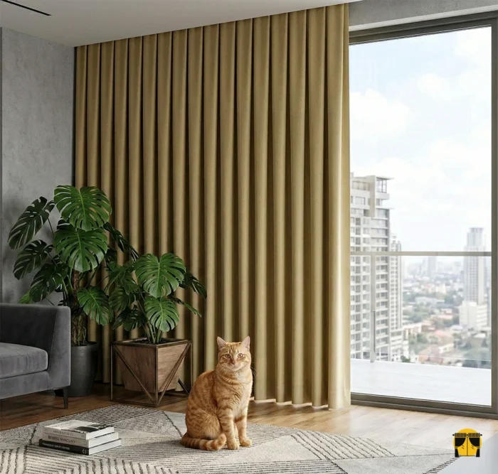 Saman sarısı fon perde karatma