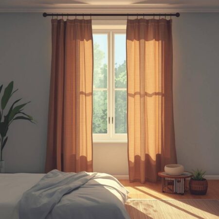 kahverengi yatak odası perdesi