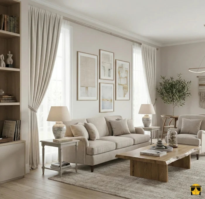 krem renkli blackout fon perde