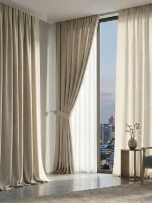 Krem renkli karartma fon perde blackout