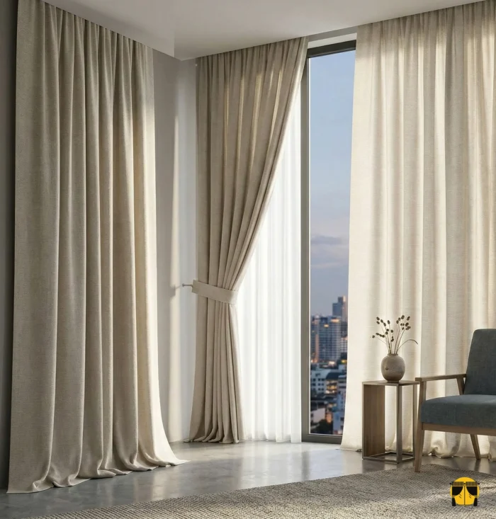 Krem renkli karartma fon perde blackout